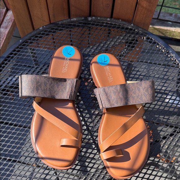 Michael Kors Tan and Brown Sandals - Picture 1 of 2